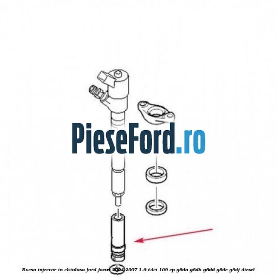 Bucsa injector in chiulasa Ford Focus 2004-2007 1.6 TDCi 109 cp G8DA, G8DB, G8DD, G8DE, G8DF diesel