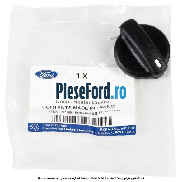 Buton aeroterma , fara soclu Ford Transit 2006-2014 2.4 TDCi 100 cp PHFA, PHFC diesel