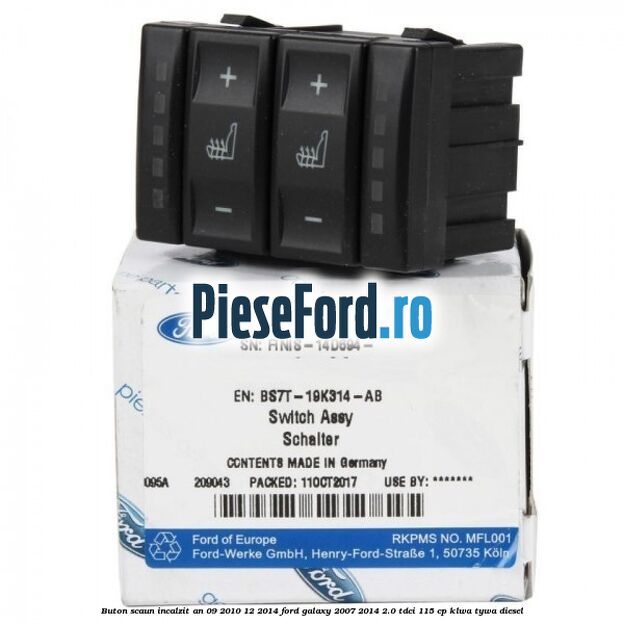 Buton scaun incalzit an 09/2010-12/2014 Ford Galaxy 2007-2014 2.0 TDCi 115 cp KLWA, TYWA diesel