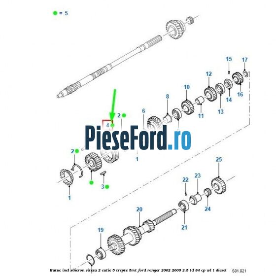 Butuc inel sincron viteza 2 cutie 5 trepte 5MT Ford Ranger 2002-2006 2.5 TD 84 cp WL-T diesel