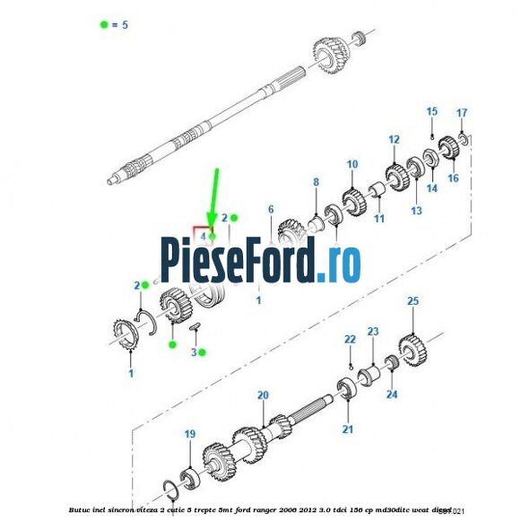 Butuc inel sincron viteza 2 cutie 5 trepte 5MT Ford Ranger 2006-2012 3.0 TDCi 156 cp MD30DITC, WEAT diesel