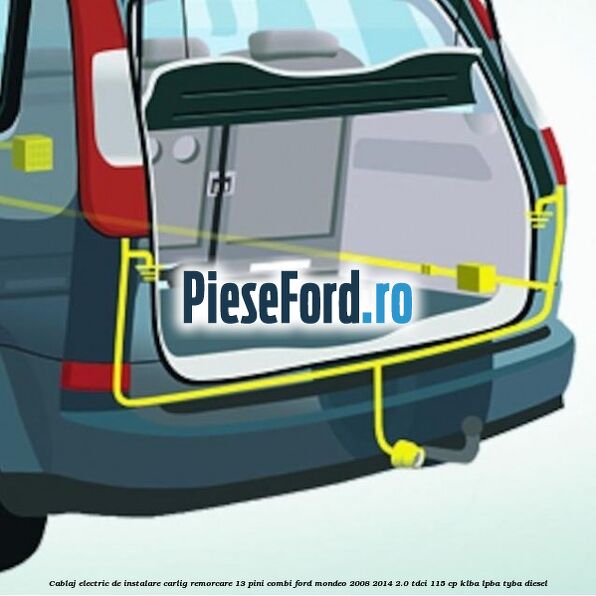 Cablaj electric de instalare carlig remorcare 13 pini combi Ford Mondeo 2008-2014 2.0 TDCi 115 cp KLBA, LPBA, TYBA diesel