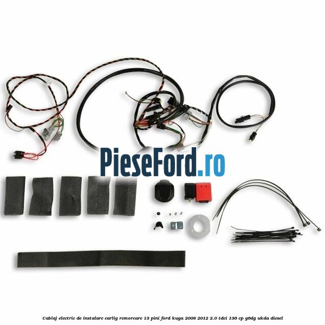 Cablaj electric de instalare carlig remorcare 13 pini Ford Kuga 2008-2012 2.0 TDCi 136 cp G6DG, UKDA diesel