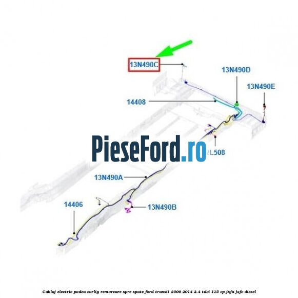 Cablaj electric podea carlig remorcare spre spate Ford Transit 2006-2014 2.4 TDCi 115 cp JXFA, JXFC diesel