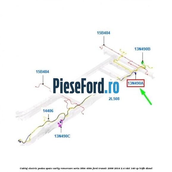 Cablaj electric podea spate carlig remorcare seria 350E/430E Ford Transit 2006-2014 2.4 TDCi 140 cp H9FB diesel