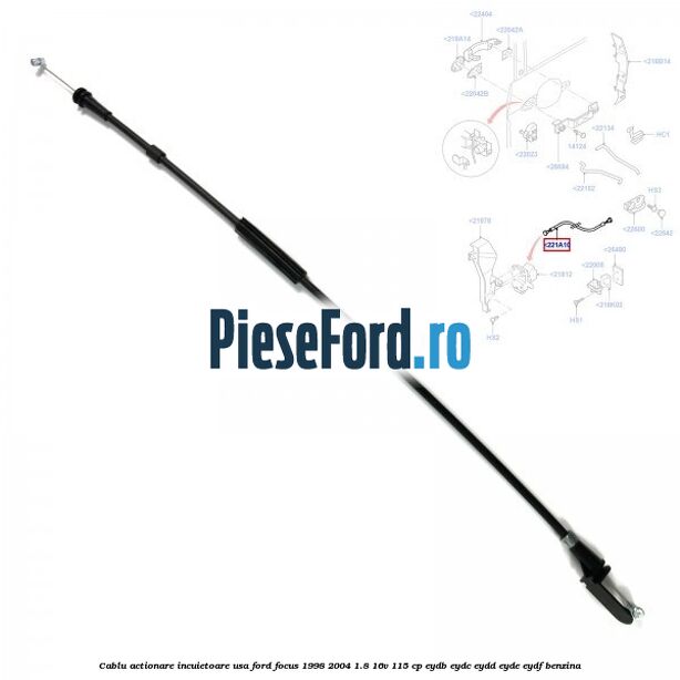Cablu actionare incuietoare usa Ford Focus 1998-2004 1.8 16V 115 cp Cablu actionare incuietoare usa Ford Focus 1998-2004 1.8 16V 115 cp EYDB, EYDC, EYDD, EYDE, EYDF benzina