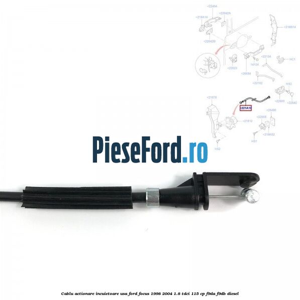 Cablu actionare incuietoare usa Ford Focus 1998-2004 1.8 TDCi 115 cp F9DA, F9DB diesel