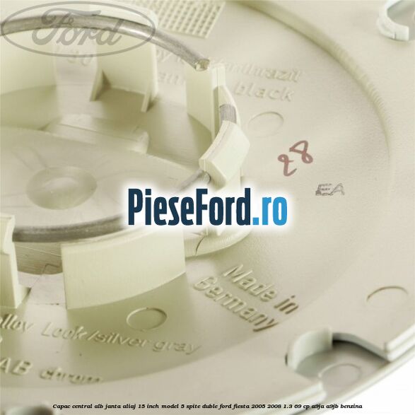 Capac central alb janta aliaj 15 inch model 5 spite duble Ford Fiesta 2005-2008 1.3 69 cp A9JA, A9JB benzina