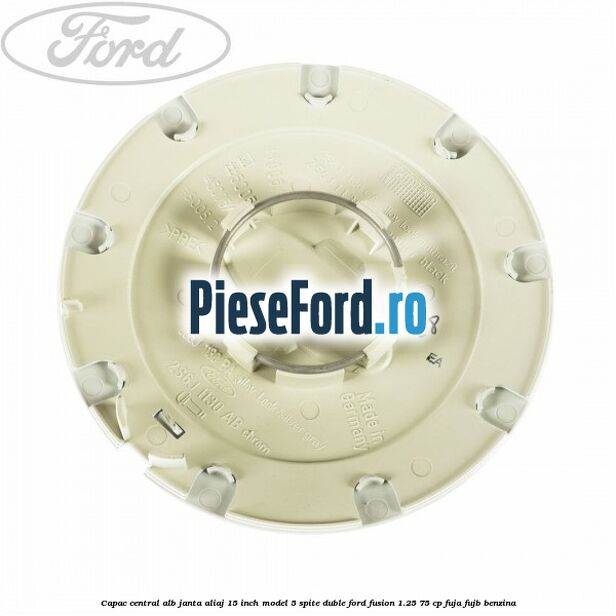 Capac central alb janta aliaj 15 inch model 5 spite duble Ford Fusion 1.25 75 cp FUJA, FUJB benzina