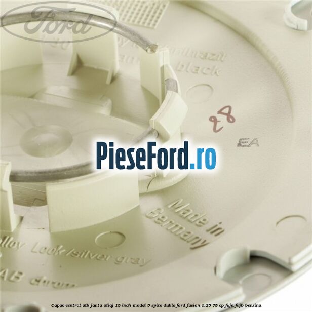 Capac central alb janta aliaj 15 inch model 5 spite duble Ford Fusion 1.25 75 cp FUJA, FUJB benzina