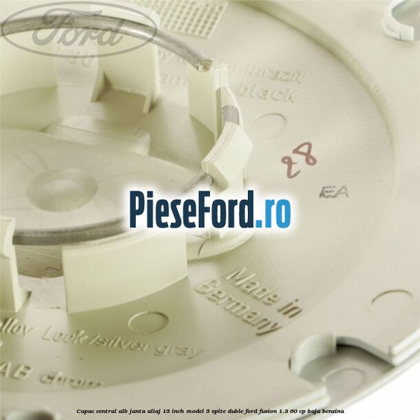 Capac central alb janta aliaj 15 inch model 5 spite duble Ford Fusion 1.3 60 cp Capac central alb janta aliaj 15 inch model 5 spite duble Ford Fusion 1.3 60 cp BAJA benzina