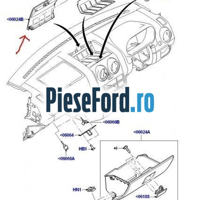 Capac central compartiment depozitare bord Ford Fusion 1.6 TDCi 90 cp HHJA, HHJB diesel
