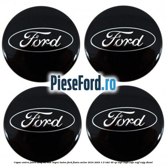 Capac centru janta aliaj 55 mm negru lucios Ford Fiesta Active 2018-2023 1.5 TDCi 85 cp XUJC, XUJD, XUJE, XUJF, XUJG diesel