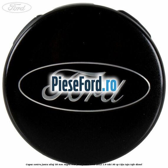 Capac centru janta aliaj 55 mm negru mat Ford Fiesta 2008-2012 1.6 TDCi 95 cp T3JA, TZJA, TZJB diesel