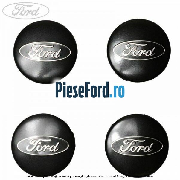 Capac centru janta aliaj 55 mm negru mat Ford Focus 2014-2018 1.5 TDCi 95 cp XXDA, XXDC, XXDD diesel