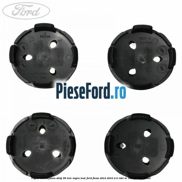 Capac centru janta aliaj 55 mm negru mat Ford Focus 2014-2018 2.0 TDCi ST 185 cp T8DA diesel