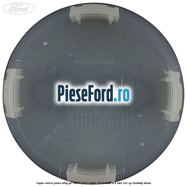 Capac centru janta aliaj gri inchis Ford Ranger 2016-2020 2.2 TDCi 131 cp T22DD0P diesel