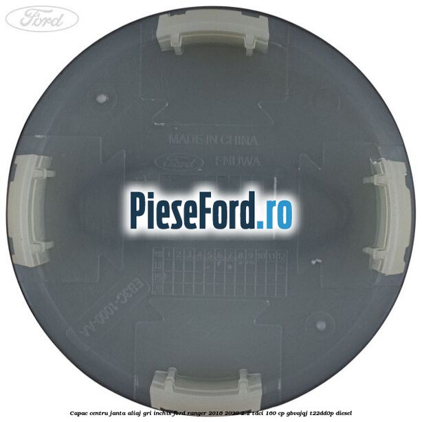 Capac centru janta aliaj gri inchis Ford Ranger 2016-2020 2.2 TDCi 160 cp GBVAJQJ, T22DD0P diesel