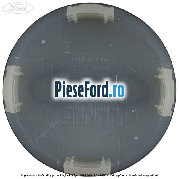 Capac centru janta aliaj gri inchis Ford Ranger 2016-2020 3.2 TDCi 4x4 200 cp P5-AT, SA2R, SA2S, SA2W, SAFA diesel