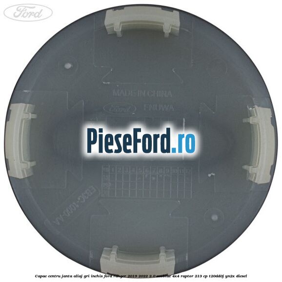 Capac centru janta aliaj gri inchis Ford Ranger 2019-2022 2.0 EcoBlue 4x4 Raptor 213 cp T20DD0J, YN2X diesel
