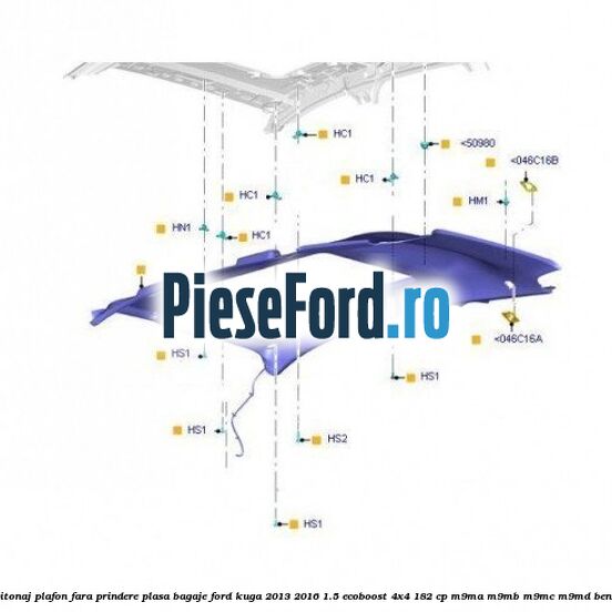 Capitonaj plafon, fara prindere plasa bagaje Ford Kuga 2013-2016 1.5 EcoBoost 4x4 182 cp M9MA, M9MB, M9MC, M9MD benzina