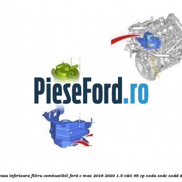 Carcasa inferioara filtru combustibil Ford C-Max 2016-2020 1.5 TDCi 95 cp XXDA, XXDC, XXDD diesel