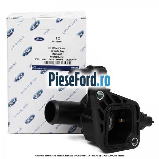 Carcasa termostat plastic Ford Ka 2009-2016 1.3 TDCi 75 cp 169A1000, FD4 diesel