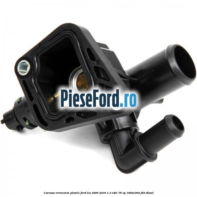 Carcasa termostat plastic Ford Ka 2009-2016 1.3 TDCi 75 cp 169A1000, FD4 diesel
