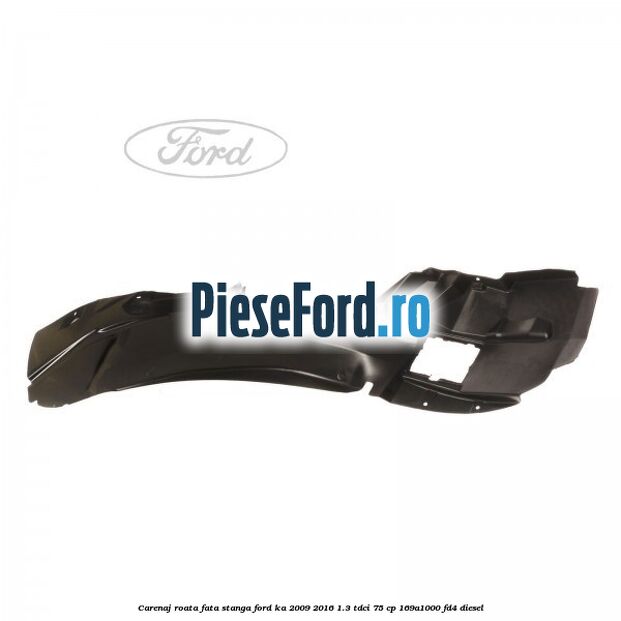 Carenaj roata fata stanga Ford Ka 2009-2016 1.3 TDCi 75 cp 169A1000, FD4 diesel