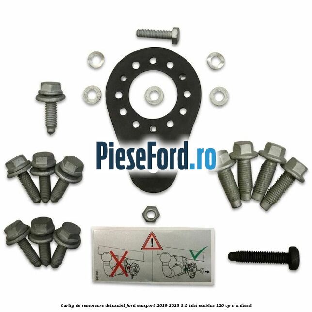 Carlig de remorcare detasabil Ford EcoSport 2019-2023 1.5 TDCi EcoBlue 120 cp n/a diesel