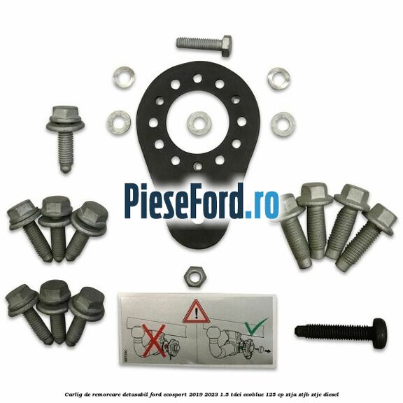 Carlig de remorcare detasabil Ford EcoSport 2019-2023 1.5 TDCi EcoBlue 125 cp ZTJA, ZTJB, ZTJC diesel