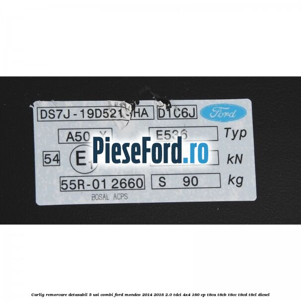 Carlig remorcare detasabil 5 usi combi Ford Mondeo 2014-2018 2.0 TDCi 4x4 180 cp T8CA, T8CB, T8CC, T8CD, T8CL diesel