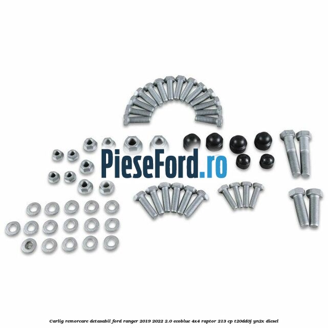 Carlig remorcare detasabil Ford Ranger 2019-2022 2.0 EcoBlue 4x4 Raptor 213 cp T20DD0J, YN2X diesel