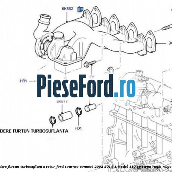 Clema prindere furtun turbosuflanta retur Ford Tourneo Connect 2002-2014 1.8 TDCi 110 cp Clema prindere furtun turbosuflanta retur Ford Tourneo Connect 2002-2014 1.8 TDCi 110 cp RWPA, RWPB, RWPC, RWPD diesel