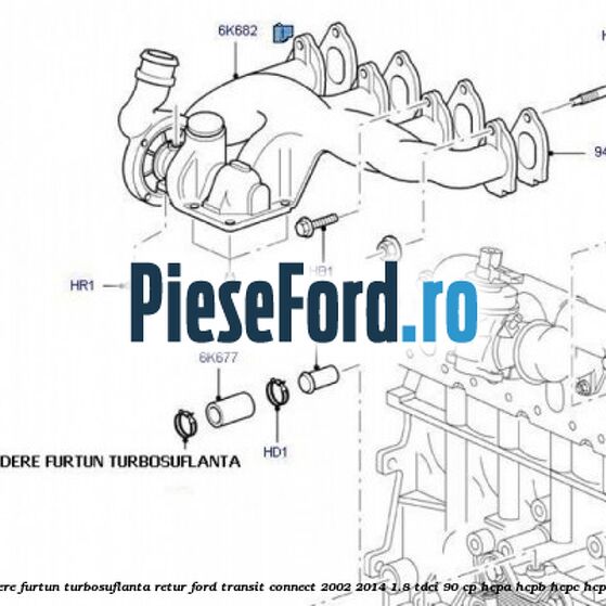 Clema prindere furtun turbosuflanta retur Ford Transit Connect 2002-2014 1.8 TDCi 90 cp HCPA, HCPB, HCPC, HCPD, P9PA diesel