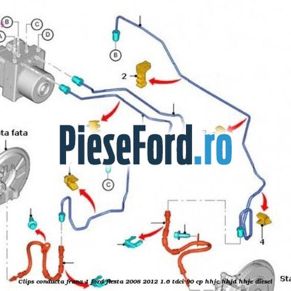 Clips conducta frana 1 Ford Fiesta 2008-2012 1.6 TDCi 90 cp Clips conducta frana 1 Ford Fiesta 2008-2012 1.6 TDCi 90 cp HHJC, HHJD, HHJE diesel