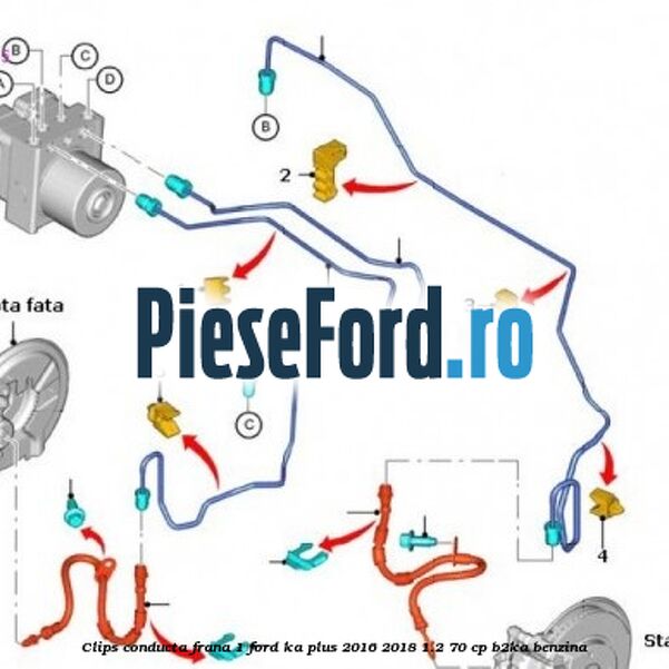 Clips conducta frana 1 Ford Ka plus 2016-2018 1.2 70 cp B2KA benzina
