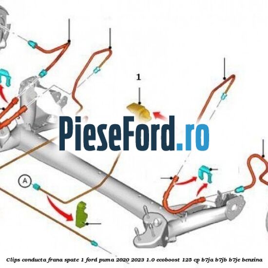 Clips conducta frana spate 1 Ford Puma 2020-2023 1.0 EcoBoost 125 cp B7JA, B7JB, B7JE benzina