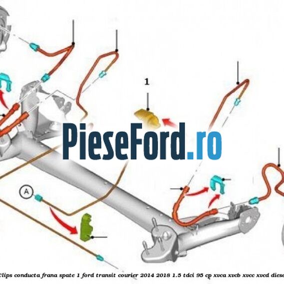 Clips conducta frana spate 1 Ford Transit Courier 2014-2018 1.5 TDCi 95 cp XVCA, XVCB, XVCC, XVCD diesel