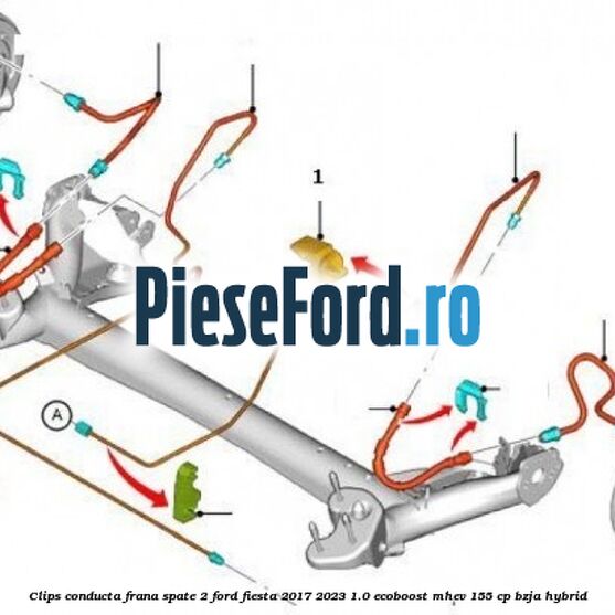 Clips conducta frana spate 2 Ford Fiesta 2017-2023 1.0 EcoBoost mHEV 155 cp BZJA Hybrid