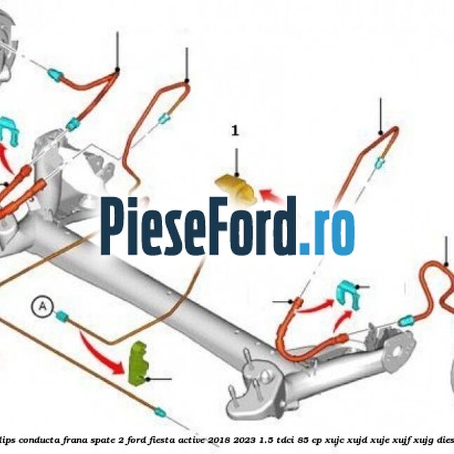 Clips conducta frana spate 2 Ford Fiesta Active 2018-2023 1.5 TDCi 85 cp XUJC, XUJD, XUJE, XUJF, XUJG diesel