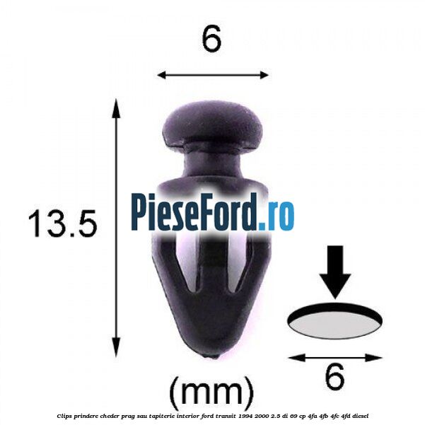 Clips prindere cheder prag sau tapiterie interior Ford Transit 1994-2000 2.5 DI 69 cp Clips prindere cheder prag sau tapiterie interior Ford Transit 1994-2000 2.5 DI 69 cp 4FA, 4FB, 4FC, 4FD diesel