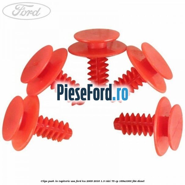 Clips push in tapiterie usa Ford Ka 2009-2016 1.3 TDCi 75 cp 169A1000, FD4 diesel