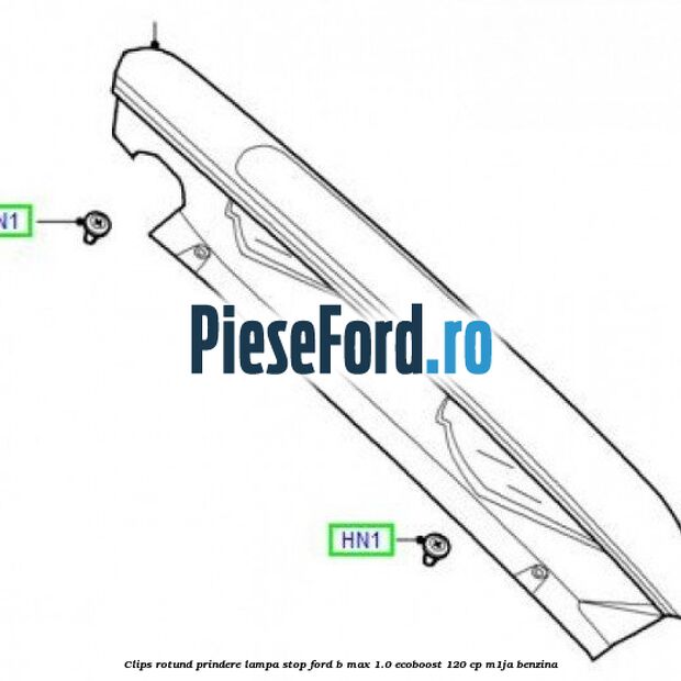 Clips rotund prindere lampa stop Ford B-Max 1.0 EcoBoost 120 cp M1JA benzina