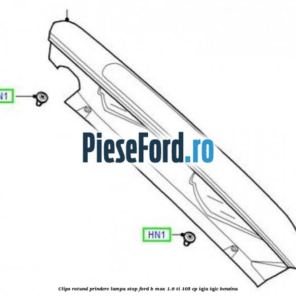 Clips rotund prindere lampa stop Ford B-Max 1.6 Ti 105 cp IQJA, IQJC benzina