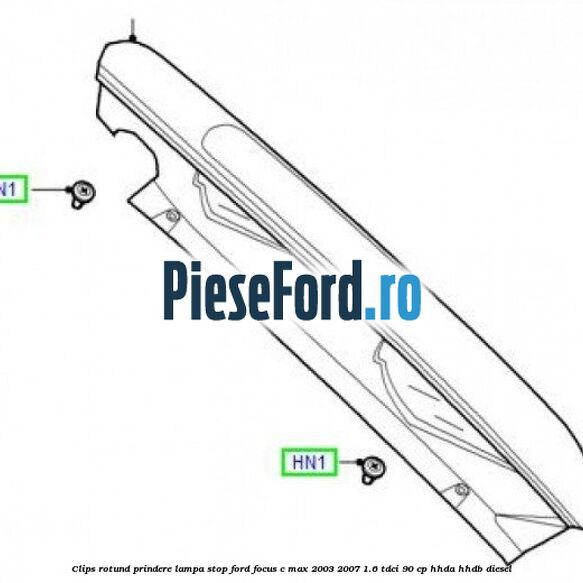 Clips rotund prindere lampa stop Ford Focus C-Max 2003-2007 1.6 TDCi 90 cp HHDA, HHDB diesel