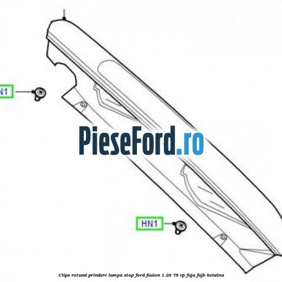 Clips rotund prindere lampa stop Ford Fusion 1.25 75 cp FUJA, FUJB benzina