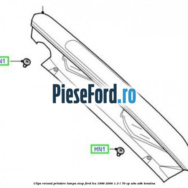 Clips rotund prindere lampa stop Ford Ka 1996-2008 1.3 i 70 cp A9A, A9B benzina