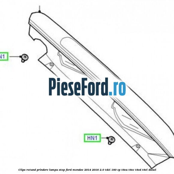 Clips rotund prindere lampa stop Ford Mondeo 2014-2018 2.0 TDCi 180 cp T8CA, T8CC, T8CD, T8CL diesel