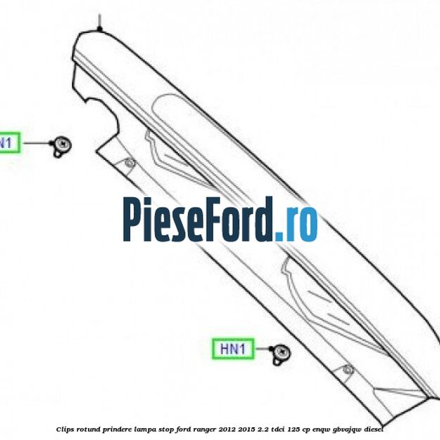 Clips rotund prindere lampa stop Ford Ranger 2012-2015 2.2 TDCi 125 cp ENQW, GBVAJQW diesel